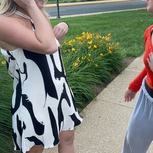 Elegant Black and White Halter Dress
